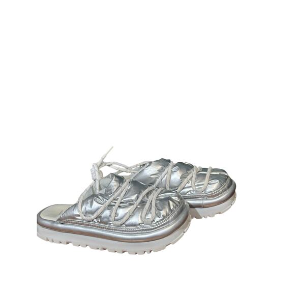 UGG Hi Shine Spaceslider Women's Slide Slippers Metallic Silver size 9 - Picture 7 of 8